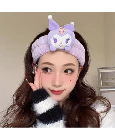 Cute Purple Kawaii Makeup Headband for Women & Girls - Perfect for Washing Face, Spa, Party, Shower - Coral Fleece Hair Accessory - Buy Online on GoSupps.com