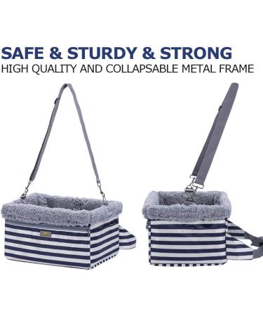 MARSLABO Dog Car Seat for Small Dogs | Metal Frame Upgrade | Double-Layer Oxford | Supports Pets up to 20lbs | XL Stripe Design - Buy Online on GoSupps.com