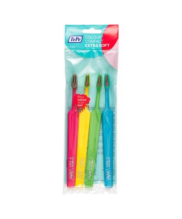 TEPE SELECT COLOUR Compact X -Soft toothbrush - ultra -soft colorful bristles in a compact narrow -tired brush head - for young & old 1 x 4 brushes in different colors color extra soft 1 piece (1 Pack) - Buy Online on GoSupps.com