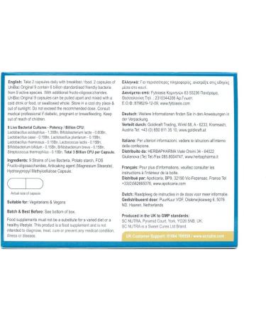 Sweet Cures Everyday Probiotics - UniBac: Unified Bacteria Live Bacteria Blend 9 - 60 Capsules - 6 Billion per dose - SC Nutra - Buy Online on GoSupps.com