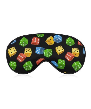 Varicoloured Dice Sleep Mask Eye Cover for Sleeping Blindfold with Adjustable Strap Blocks Light Night Travel Nap for Men Women