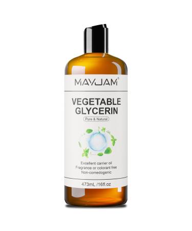 MAYJAM 100% Natural & Pure Vegetable Glycerine 16 fl. oz. Vegetable Glycerin Liquid Body Oil for Skin Face Hair Care Massage Oil for Moisturizing and Hair Benefits Carrier Oil for Essential Oils 473 ML Vegetable Glycerin
