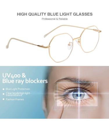 Gleyemor Blue Light Glasses for Women & Men - Vintage Octagonal Metal Gold Frame 52mm Computer Glasses - Buy Online on GoSupps.com