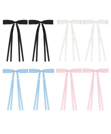 8 pieces of hair clip loop for women silky satin hair loops with long cock Bow Hair Clip metal hair loop for women and girls (black pink blue white) - Buy Online on GoSupps.com