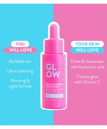 Australian Glow Self Tanning Drops With Hyaluronic Acid, for Face & Body, MEDIUM - 1.35 fl. Oz / 40ml - Buy Online on GoSupps.com