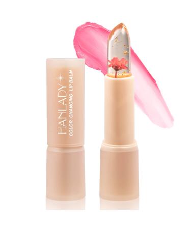 Flower Lip Balm Color Change  Clear Lipstick With Flower Inside  pH Lip Balm for Pink Shade  Long Lasting Moisturizing Waterproof Vegan Lipstick (Pink)