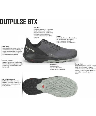 Salomon Men's OUTPULSE Gore-Tex Hiking Shoes 11.5 - Magnet/Black/Wrought Iron | Waterproof Outdoor Shoe - Buy Online on GoSupps.com