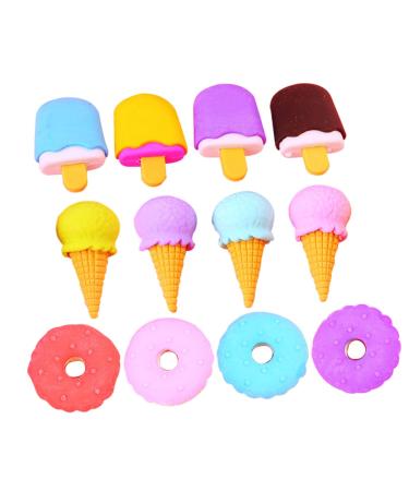 DIYEAH DIYEAH 12 Pieces Assemble Cone Ice Cream Eraser Erase Marker Eraser Novelty Fun Pink Erasable Kids Food Erasers Jigsaw Eraser for Kids Lovely Gourmet Fruit Poppers Eraser