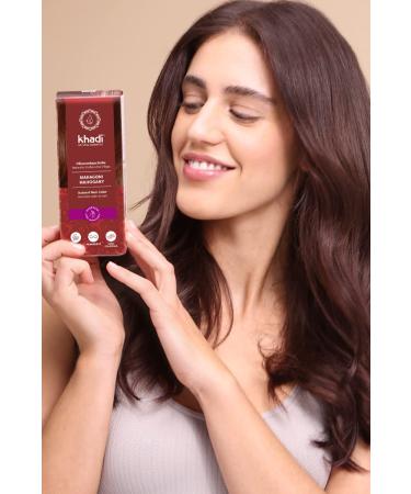 Khadi Mahogany Plant Hair Color - 100g Natural Vegan Formula for Velvety Earthy Red to Dark Red-Brown | 100% Vegetable Certified Natural Cosmetics - Buy Online on GoSupps.com