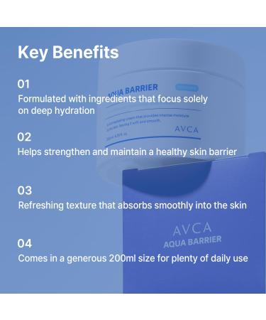 AVCA Aqua Hyaluronic Acid Daily Moisturizer 200ml(6.76 fl. oz) Ceramide Barrier Support Cream for Dry Skin, Lightweight Rich Texture - Buy Online on GoSupps.com