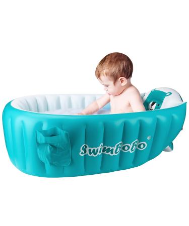 Inflatable Baby Bath Tub Portable Foldable Travel Mini Swimming Pool Helps Infants to Toddler Tub (Blue)