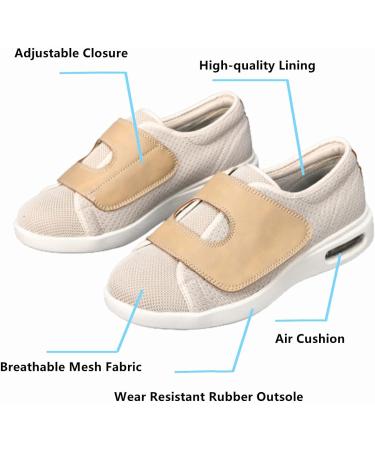 ZGDG Men's Diabetic Walking Shoes for Swollen Feet Pain Relief - Wide Width Orthopedic Slip-Ons for Elderly with Diabetes, Arthritis, Bunions - Size 13 Wide Beige - Buy Online on GoSupps.com