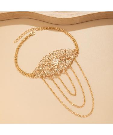 Xerling Boho Hollow Flower Arm Bracelet - Tassel Armband Jewelry for Women | Gold | Halloween Costume Accessory - Buy Online on GoSupps.com