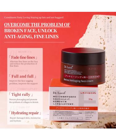 0.4% Retinol Anti-Aging Face Cream - Nourishing Skin Boosts Collagen Reduces Fine Lines & Evens Skin Tone - 30g with Vitamin E - Buy Online on GoSupps.com