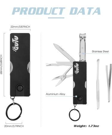 OUTU 8 in 1 Keychain Nail Clipper Multitool - EDC Utility Tool with Scissors, Tweezers - Perfect Gifts for Men, Husband, Dad, Boyfriend - Black - Buy Online on GoSupps.com