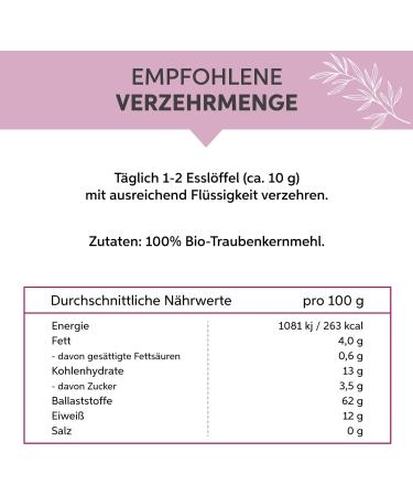 Organic Grape Base Flour OPC 500g - Premium Grape Seeds Extract Powder | EU De- ko-007 Certified Raw Food Quality - Buy Online on GoSupps.com