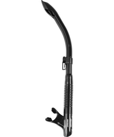 Cressi Adult Semi-Dry Snorkel for Scuba Diving, Snorkeling, and Freediving - Quick-Release Snorkel Keeper, Purge Valve | Tao: designed in Italy Black