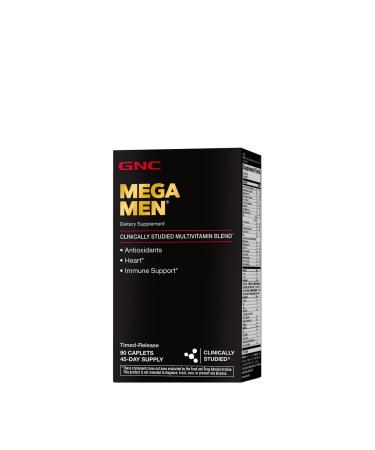 GNC Mega Men Multivitamin for Men Caplets 90 Count Antioxidants Heart Health and Immune Support 90 Count (Pack of 1)