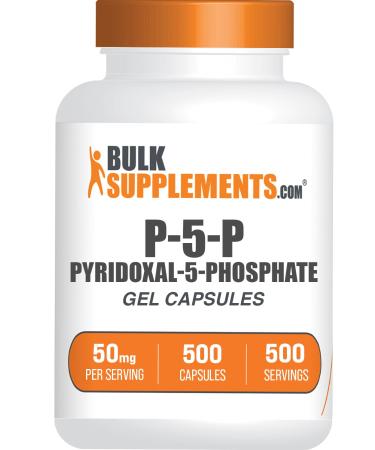 BulkSupplements.com Pyridoxal 5 Phosphate Capsules - P5P Supplement Vitamin B6 Supplement - Essential & Gluten Free 1 Capsule per Serving 50mg Serving 500 Count (Pack of 1)