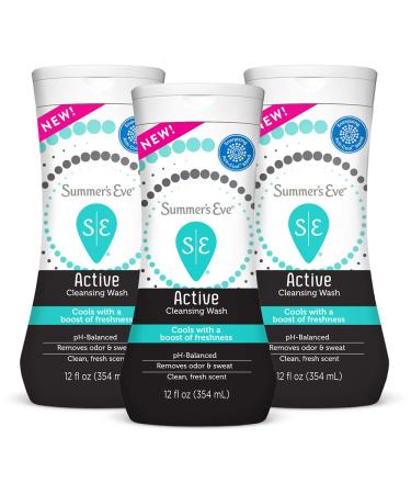 Summer's Eve Active Cooling Feminine Cleansing Wash Eucalyptus, 3 Count 12 Fl Oz (Pack of 3) Wash