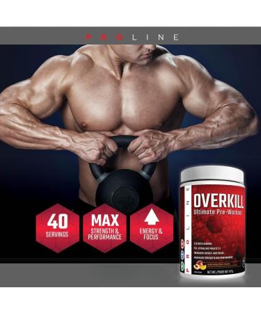 Pro Line Overkill Pre-Workout Powder | Increases Energy & Focus Maximum Strength & Performance Nitric Oxide Booster | 400mg Caffeine 7g L-Citrulline 3.2g Beta Alanine | 40 Servings (Peach Mango) Peach Mango 40 Servings (Pack of 1) - Buy Online on GoSupps.com