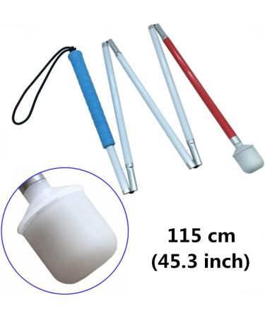 Aluminum mobility folding cane for the blind (folds down 5 sections) (115 cm (45.3 inch) Blue Handle) 115 cm (45.3 inch) Blue Handle - Buy Online on GoSupps.com