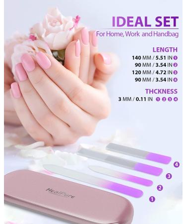 4PC Double Sided Etched Crystal Nail File and Shiner Set - Professional Salon Manicure Tools for Acrylic and Natural Nails - Purple - Buy Online on GoSupps.com