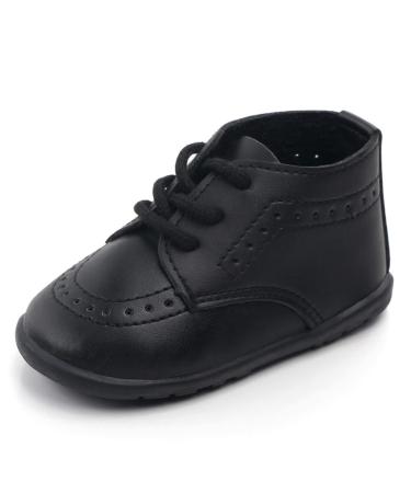 mintgreen Baby Boys Girls Shoes PU Leather Anti-Slip Rubber Sole Shoes 6-18 Months 15-18 Months Black