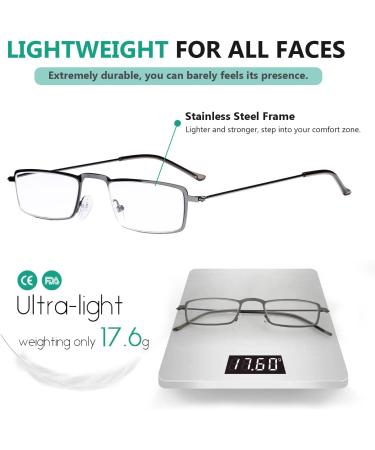 Eyekepper 5 Pack Half-Eye Reading Glasses - Gunmetal Thin Metal Frames +1.5 - Buy Online on GoSupps.com