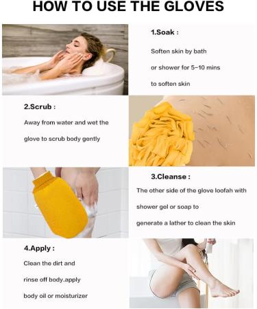 Deep Exfoliating Glove for Shower - Double-Sided Body Scrub Mitt Eco-Friendly Loofah Sponge & Dead Skin Remover - Perfect for Home Spa (Yellow - Buy Online on GoSupps.com