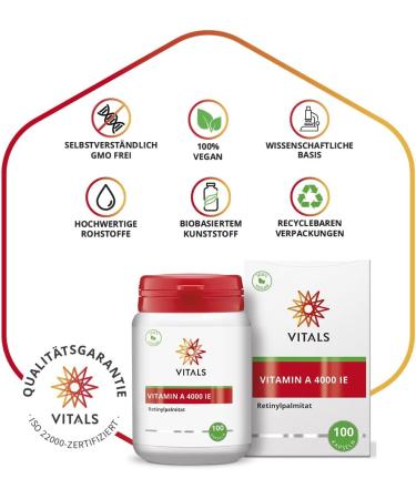 Buy Vitals Vitamin A 4000 IU - 100 Vegan Capsules | High Dosage 1200 mcg Retinyl Palmitate | International Shipping - Buy Online on GoSupps.com