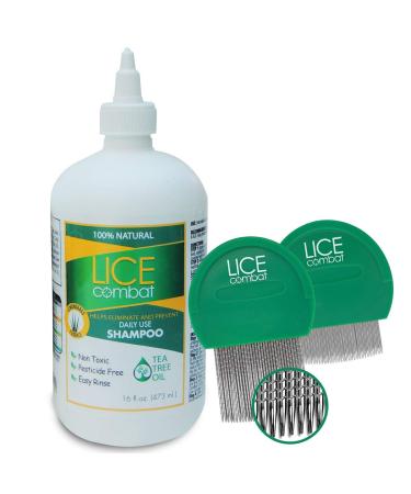 Lice Treatment | Shampoo & Two Combs | Helps Cure Lice Super Lice & Nits | Repels & Prevents | Pesticide Free | 100% Natural | Tea Tree + Coconut Oil | Best Value | Smells Great. 3 Piece Set White