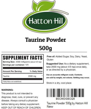Taurine Powder 500g by Hatton Hill - Buy Online on GoSupps.com