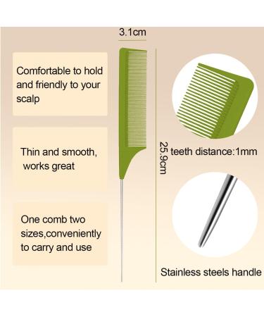3 Piece Hair Comb Set with Metal, Pin Tail, and Fine Tooth Combs - Green - Buy Online on GoSupps.com