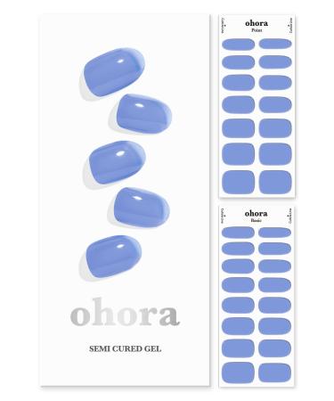 ohora Semi Cured Gel Nail Strips (N Tint Glass) - Blue Tint Works with Any UV/LED Nail Lamps Salon-Quality Long Lasting Easy to Apply & Remove - Includes 2 Prep Pads Nail File & Wooden Stick