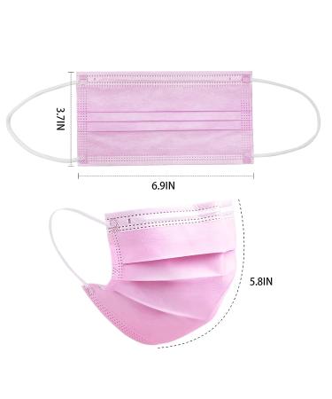 CB-Beautiful 100 Pcs Pink Disposable 3 Ply Earloop Face Masks for Adults - Buy Online on GoSupps.com