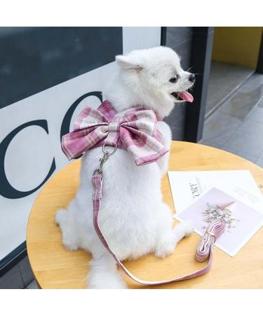 MYKOMI Pet Cat Dog Harness Cute Checkered Bowknot Mesh Breathable Vest For Small Dogs Cats Costume Torso Harness Stylish Ribbon Walking Harness & Leash Set (XS 1-3lb Pink) XS 1-3lb Pink - Buy Online on GoSupps.com
