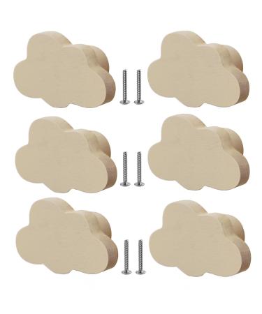 6 x furniture handles made of original wood handles for kitchen cabinets buttons and handles for children's rooms drawer handles in the form of a cartoon cloud including 25mm screws cloud beige clouds beige