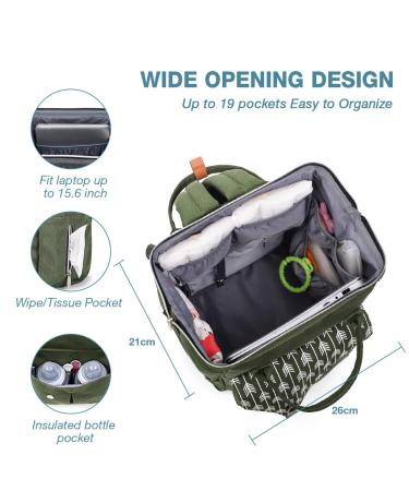 Lekebaby Dark Green Diaper Backpack - Multifunctional Large Capacity Baby Bag with Diaper Pad for Travel | Ideal for On-the-Go Parents - Buy Online on GoSupps.com