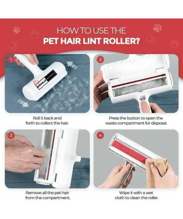 Pet Hair Remover & Reusable Lint Roller - Effective Cat & Dog Fur Removal Tool for Furniture Carpet Clothing | Portable Multi-Surface Solution (Red - Buy Online on GoSupps.com