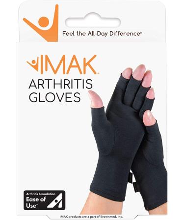 IMAK Compression Arthritis Gloves - Medium (1 Pair) Black | Joint Relief Hand Gloves for Rheumatoid & Osteoarthritis | Arthritis Foundation Commended | Provides Compression | Ease of Use - Buy Online on GoSupps.com