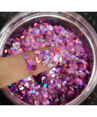 Heart Glitter Confetti 2mm Heart-Shaped Confetti Laser Sequins for Party Decoration  DIY Crafts  Premium Nail Art  Body Art Eye Bling - 10g Holographic Purple