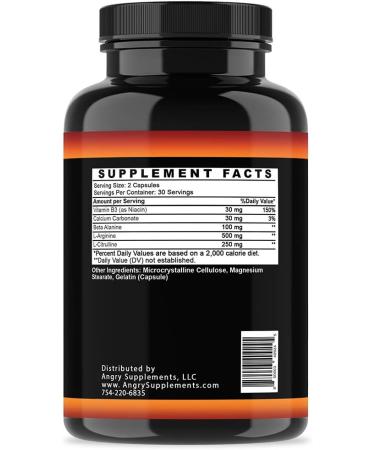 Angry Supplements Monster Test - Nitric Oxide Booster Capsules for Extreme Workouts & Quick Recovery | 60 ct - Buy Online on GoSupps.com