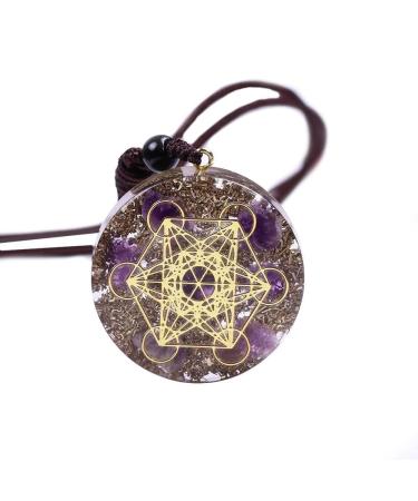 TAMHOPE Merkaba Metatron Cube Om Orgonite Pendant Necklace Cosmic Energy Chakra Healing Gift for Women and Men