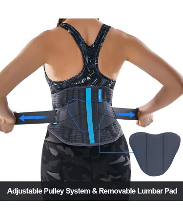 T TIMTAKBO Lower Back Brace | Removable Lumbar Pad | Herniated Disc, Sciatica, Scoliosis Relief | Gray/Blue 3XL - Buy Online on GoSupps.com