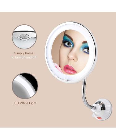 TOP4EVER Flexible 10X Magnifying LED Lighted Vanity Mirror | Power Locking Suction Cup | 360 Swivel | Portable Bathroom Mirror 6.8x11.8 Inch - Buy Online on GoSupps.com
