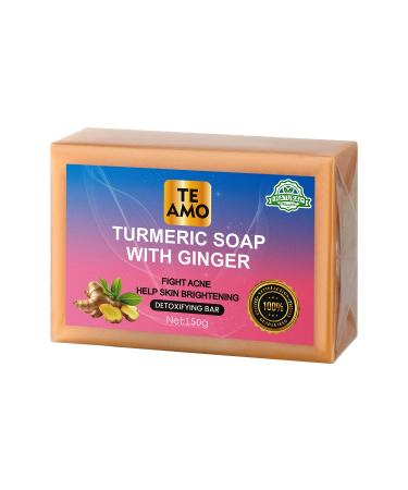 Te Amo Turmeric soap with Ginger Spot Remover Soap 5.2 oz Moistuizing bras Fights Acne turmeric soap bar