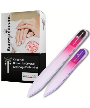 Sword Crown Crystal Glass Nail File Set Original from the Czech Republic 14cm and 9cm double-sided set of 2