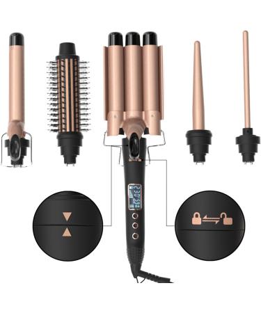ICHU 25mm Curling Wand 5-in-1 Curling Wand Set with LCD Screen Hair Waver 5-in-1 Hair Curler Set Hair Curling Iron Wand Hair Straightening Brush Hair Waver Adjustable LCD Temp Display Hair Styling - Buy Online on GoSupps.com