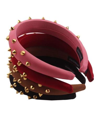 Punk Gothic Wide Hair Ripe for Women & Girls - Vintage Black Headgear with Metal Rivets & Thick Sponge Padded Design for Rock Style - Buy Online on GoSupps.com